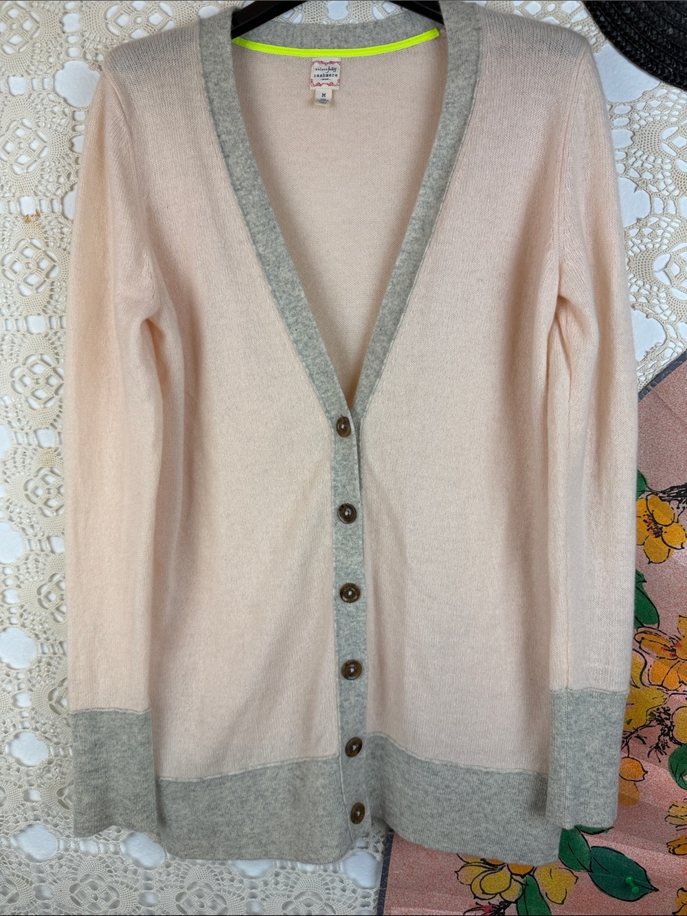 Maison Jules Cashmere Button-Down V-Neck Sweater Cardigan Knit Sz. S